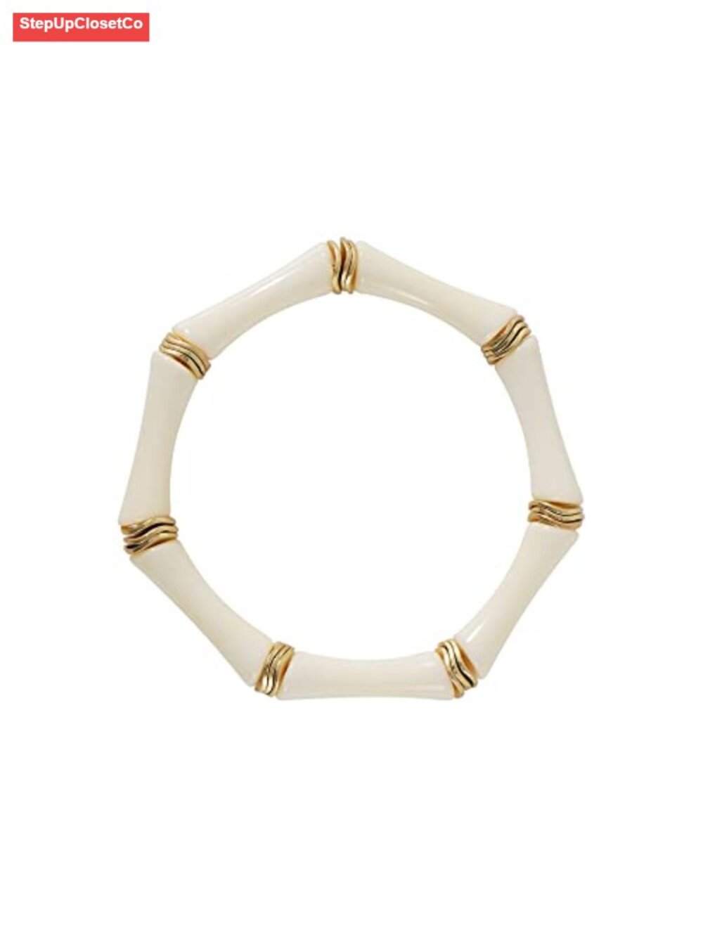 Gold Plated Ceramic Beaded Stretch Bangle Bracelet for Women